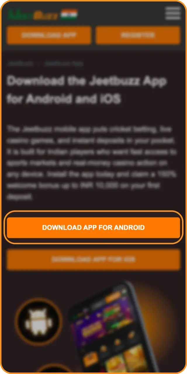 Tap the app button to start the download on Jeetbuzz app.