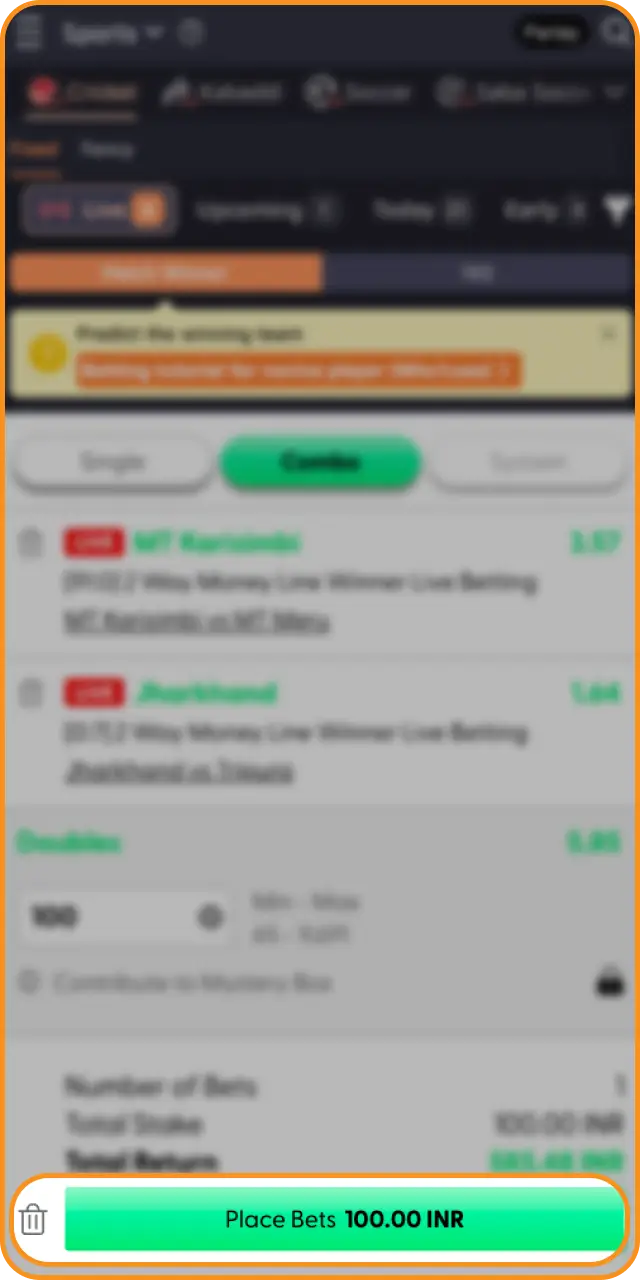 Confirm your bet to lock in the competitive odds on Jeetbuzz app.