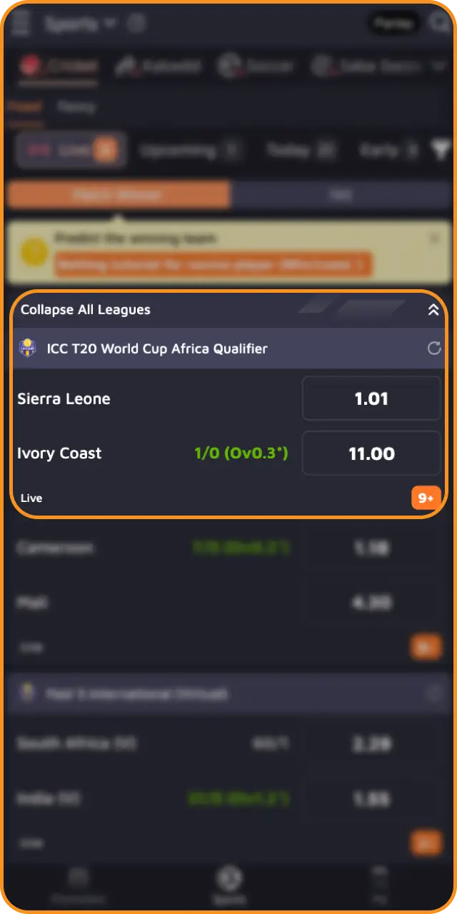 Select your match and market to start wagering on Jeetbuzz app.