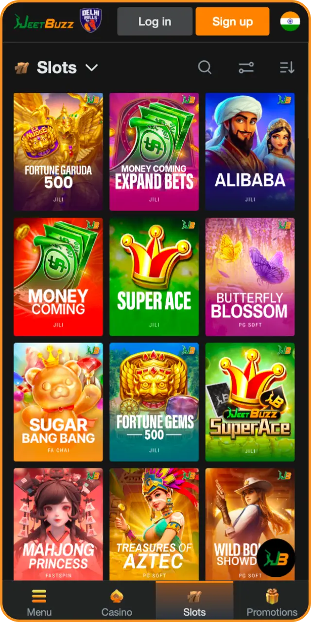 Launch the online casino section inside the optimized Jeetbuzz app.