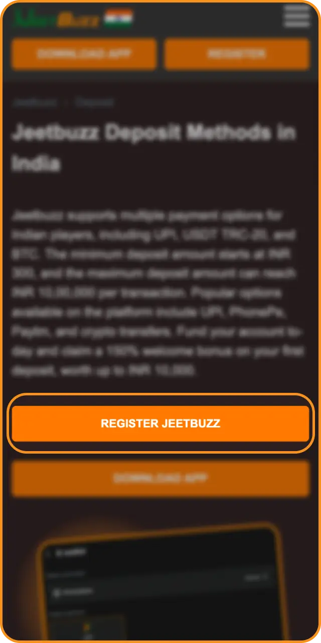 Create or log in to your account to access Jeetbuzz deposit.