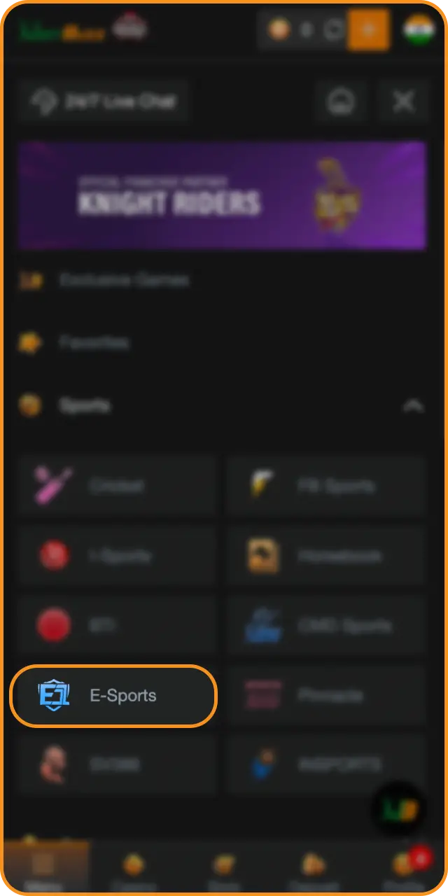 Go to esports and place your bet on competitive matches for mobile.