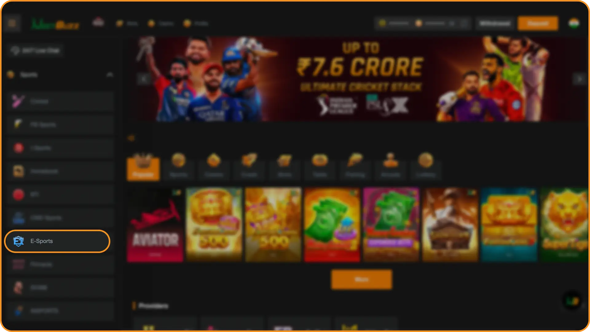 Navigate to the esports section to discover available tournaments on Jeetbuzz esports.
