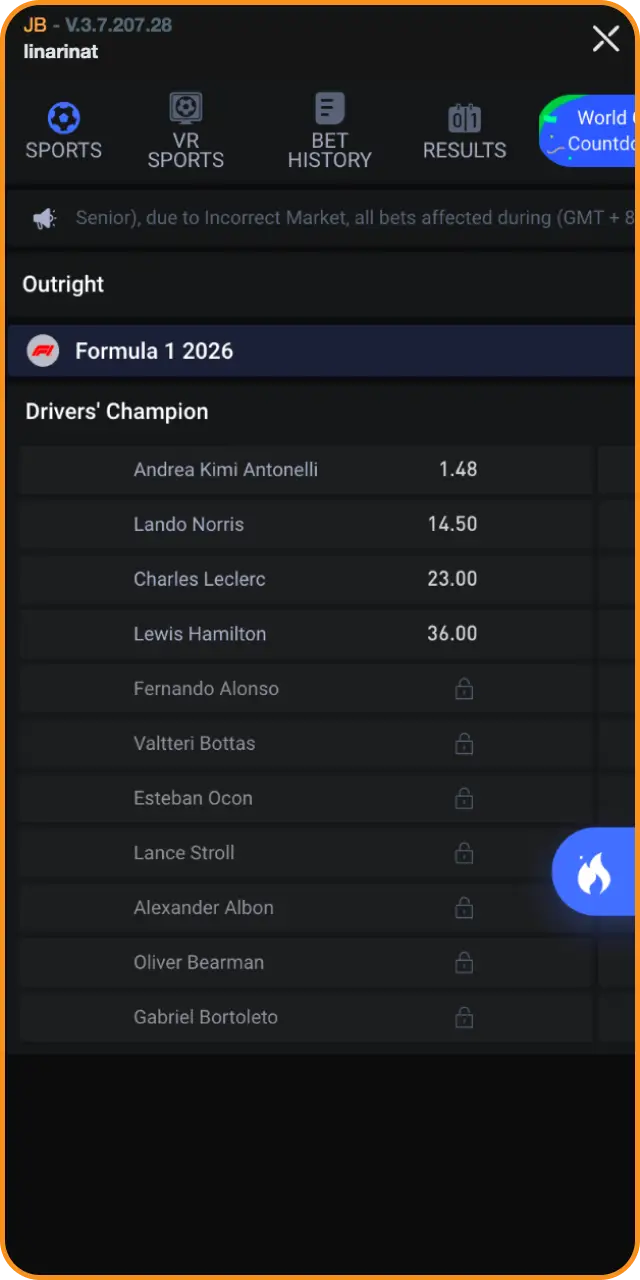 Start betting on your favourite grand prix championships today via Formula 1.