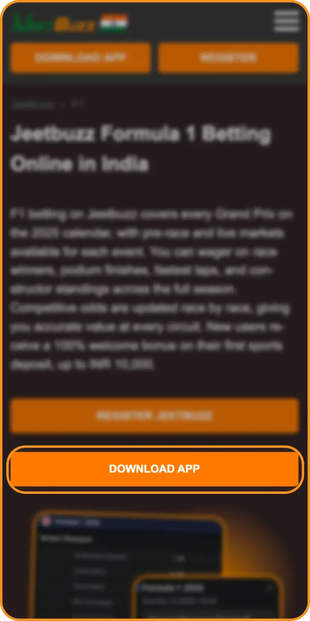 Visit website on your mobile browser to find the download link for Formula 1.