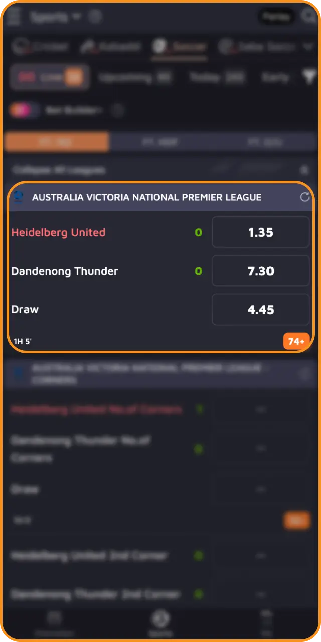 Select a football match and market with high odds on Jeetbuzz football.