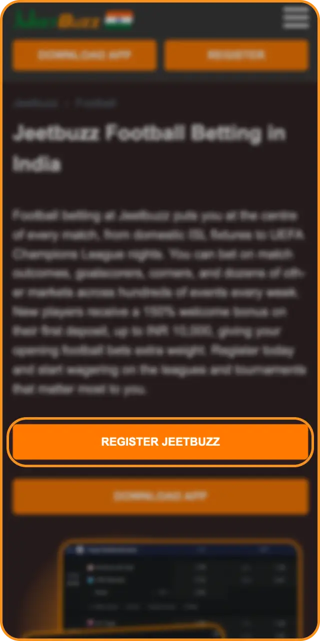 Click the register button on this page to open Jeetbuzz football.