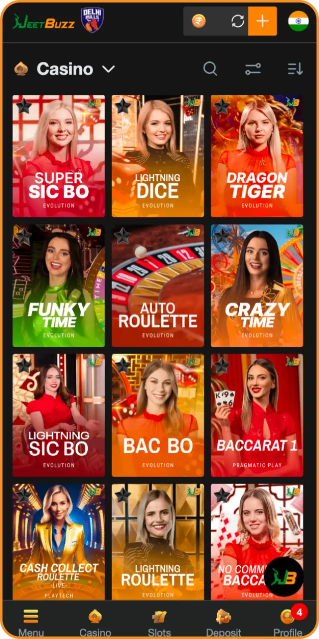 Choose a table and place your bets to win cash for live casino.