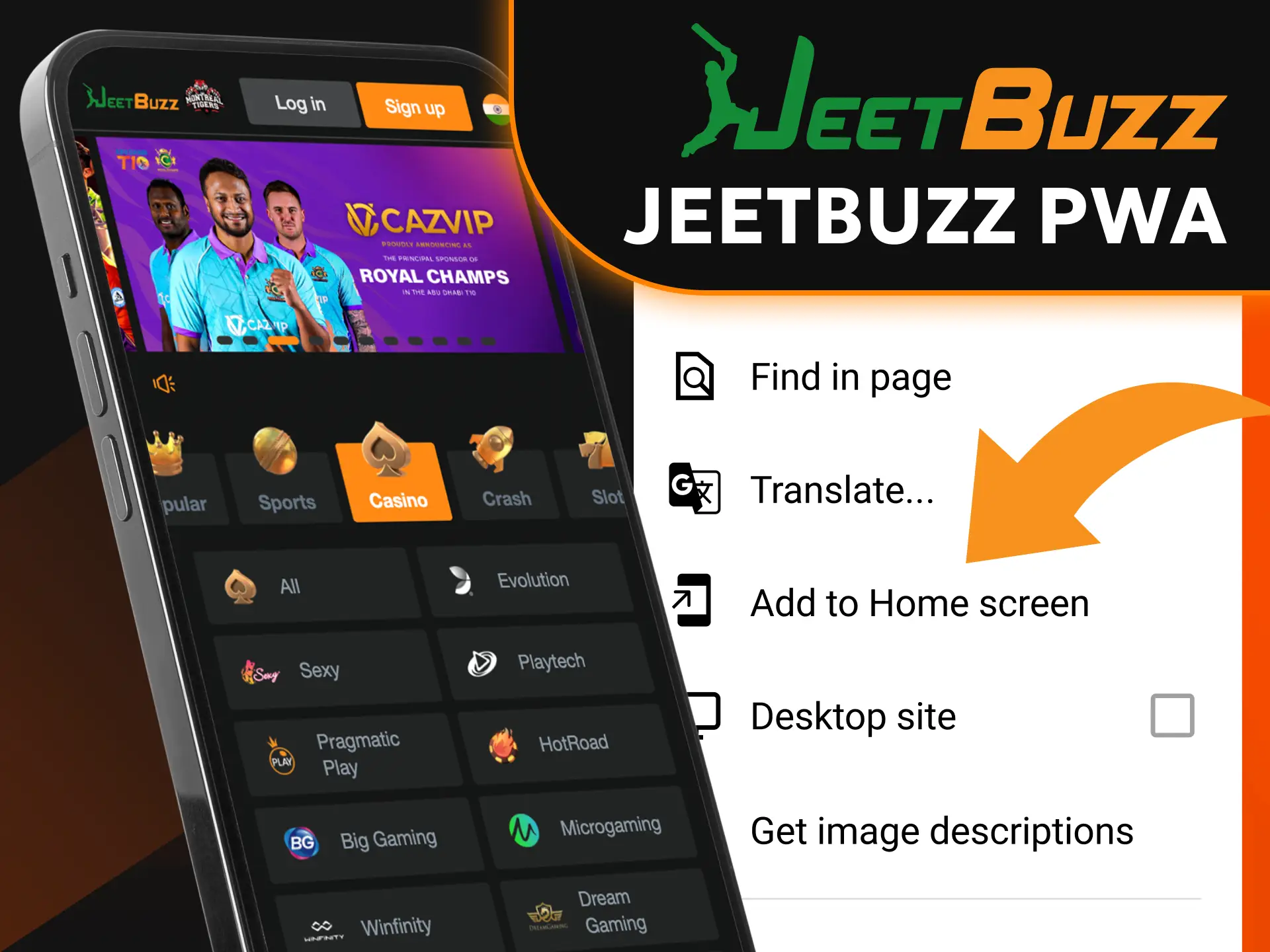 Install the convenient web app to play directly at Jeetbuzz.